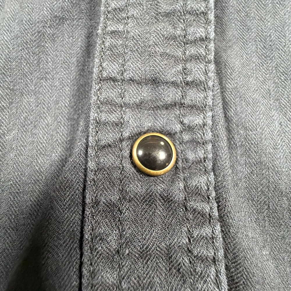 Tecovas Womens Small Black Herringbone Western Pearl Snap Long Sleeve‎ Shirt - Picture 8 of 10